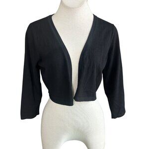 Chetta B Cardigan Sweater Black Cropped Open Drape Size Medium